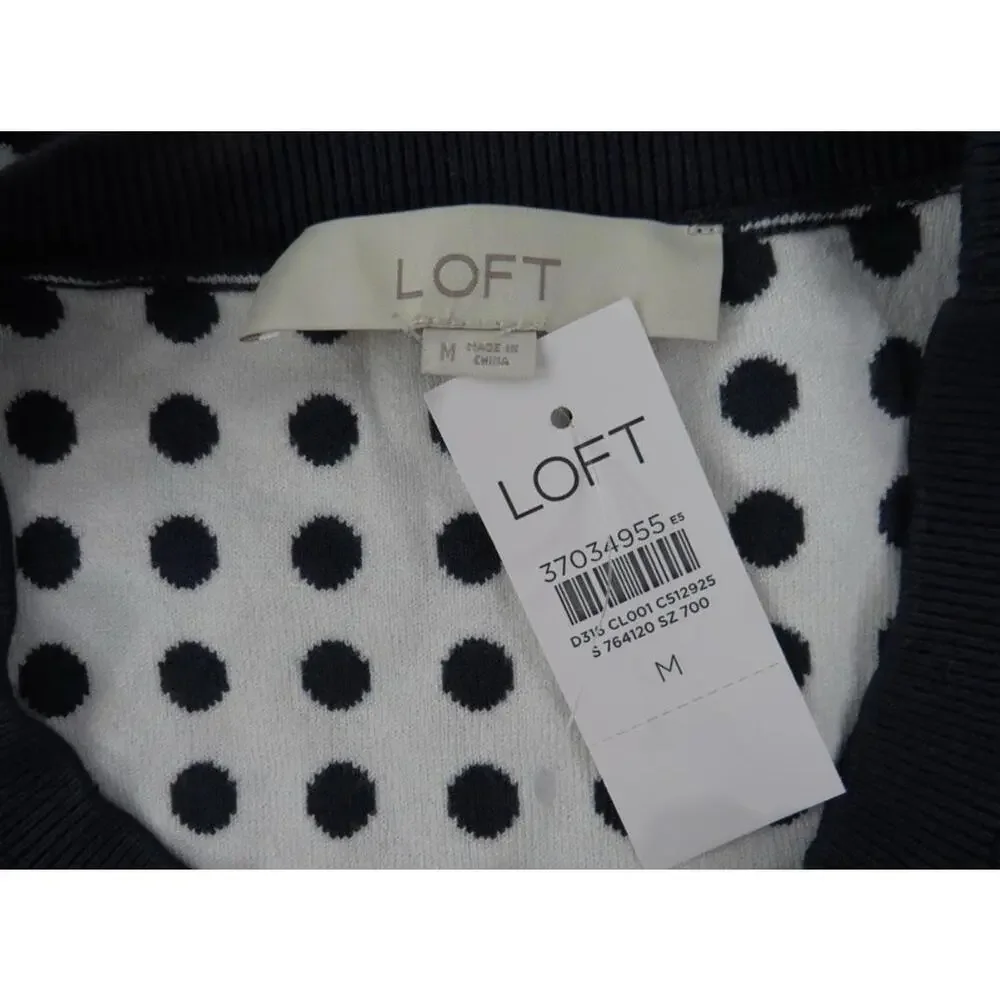 Ann Taylor Loft Sweater Dress Women’s Medium Blue/Wht Polka Dot NWT - Picture 5 of 7